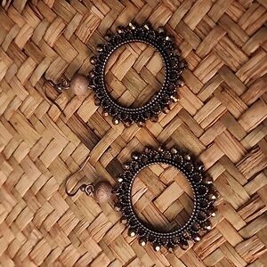 Boho Beaded Hoops Copper